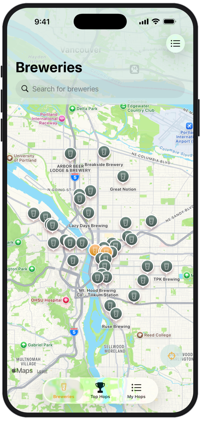 Breweries on a map
